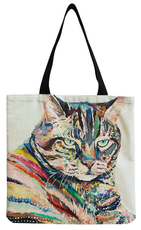 Afbeeldingen van Schoudertas Shopper Kat painting