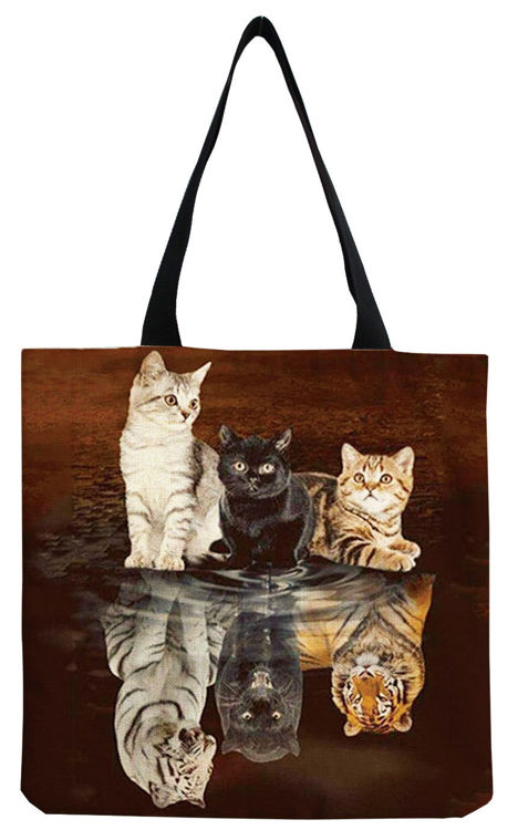 Afbeeldingen van Schoudertas Shopper Katten Wilde Katten