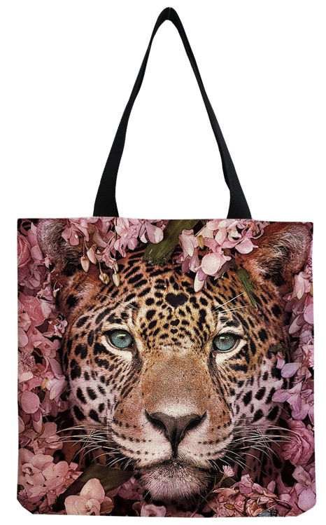 Afbeeldingen van Schoudertas Shopper Luipaard bloemen