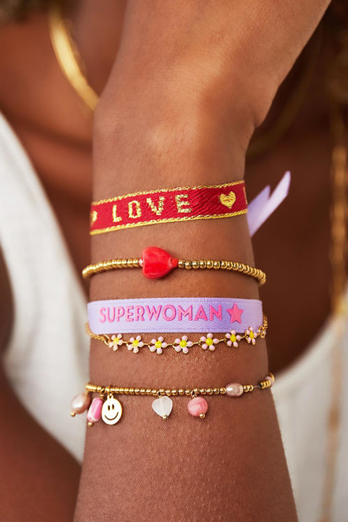 Afbeeldingen van Set van twee armbanden Superwoman Paars Polyester