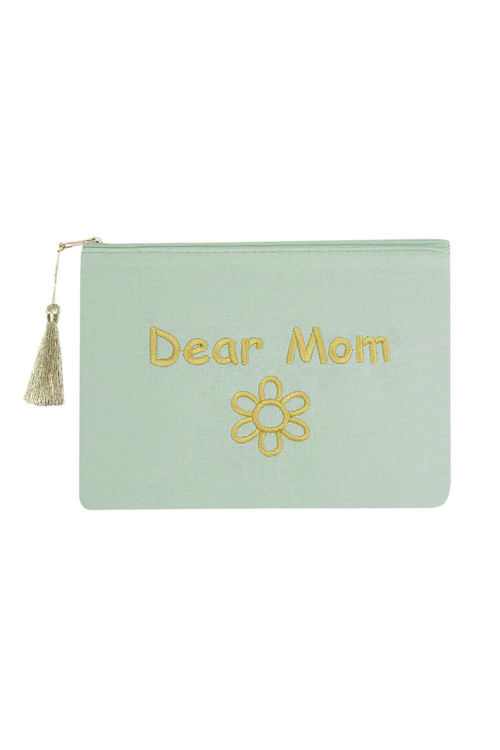 Afbeeldingen van Make-up tas dear mom Mint Katoen