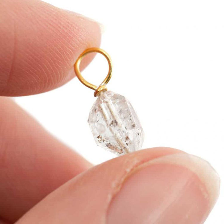 Afbeeldingen van Geboortesteen april Ruwe Edelsteen Hanger Herkimer Diamant 925 Zilver en verguld