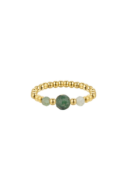 Afbeeldingen van Ring kleine kraaltjes - Natuurstenen collectie - goud/groen Stone One size