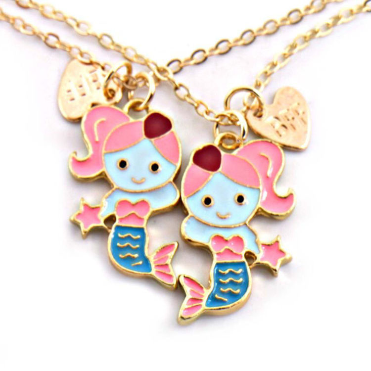 Afbeeldingen van Friendship Necklace BFF Set for Kids Zeemeerminnen 2pcs