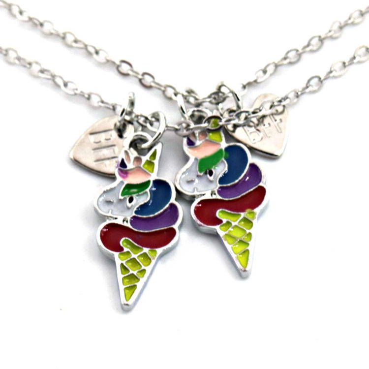 Afbeeldingen van Friendship Necklace BFF Set for Kids Unicorn ijsjes