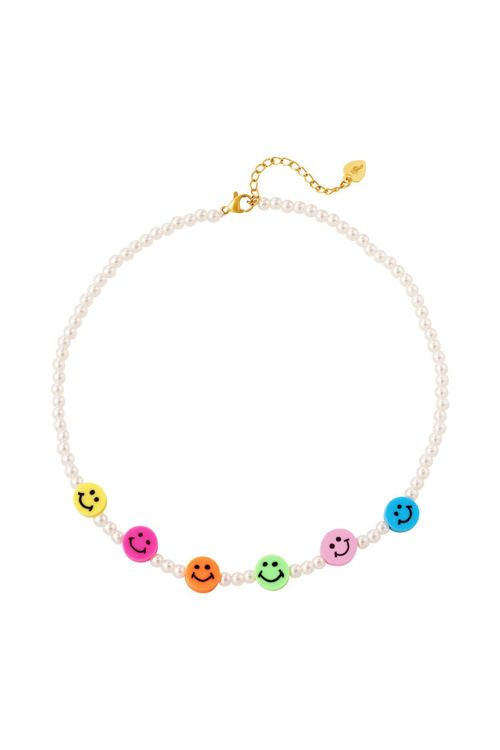 Afbeeldingen van Moeder-dochter collectie parel smiley ketting - Kids Multi Parels