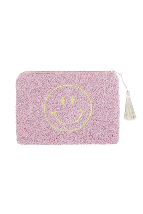 Afbeeldingen van Make-up tas of toilettas teddy smiley Lila