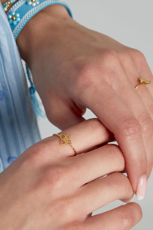 Afbeeldingen van Verstelbare Cute klaver ring - Goud