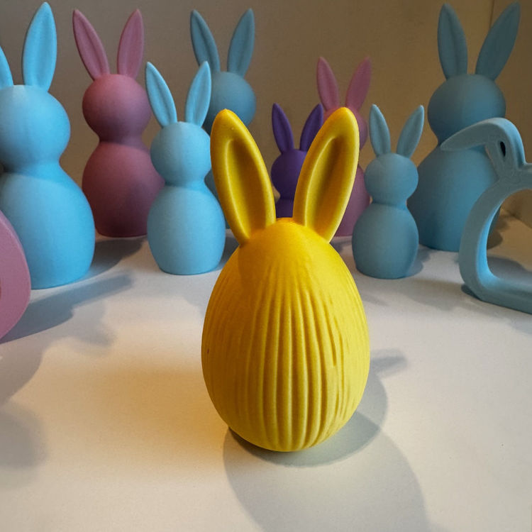 Afbeeldingen van 3D-geprinte decoratie – Een schattig paasei met oren - in vrolijke kleuren