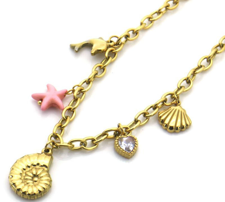 Afbeeldingen van RVS Ketting met zomerse bedels – Zomerse Vibes