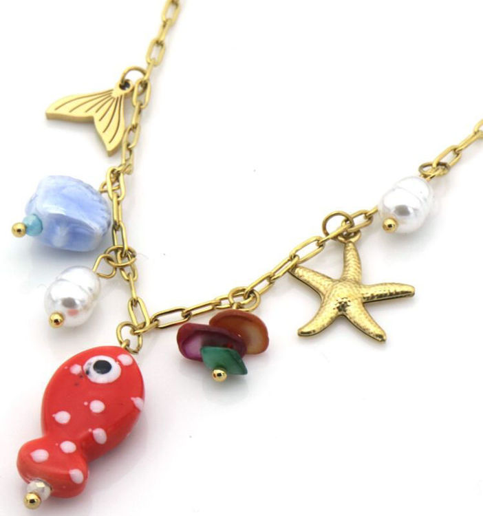 Afbeeldingen van RVS Ketting met vis bedel – Zomerse Vibes