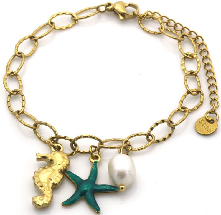 Afbeeldingen van RVS Armband met gekleurde seastar – Zomerse Vibes