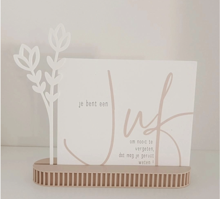 Afbeeldingen van Foto- & Kaarthouder met bloem – Perfect Cadeau - Bedankje voor de juf