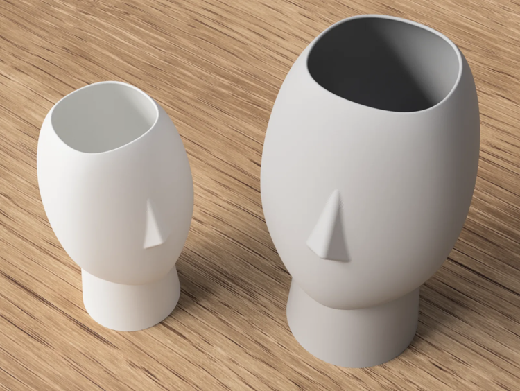 Afbeeldingen van Face Vase – Design Vaas of Bloempot met Gezicht | 3D-geprint in PLA- groot