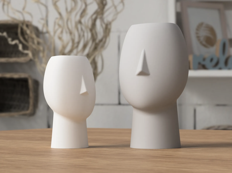 Afbeeldingen van Face Vase – Design Vaas of Bloempot met Gezicht | 3D-geprint in PLA - klein