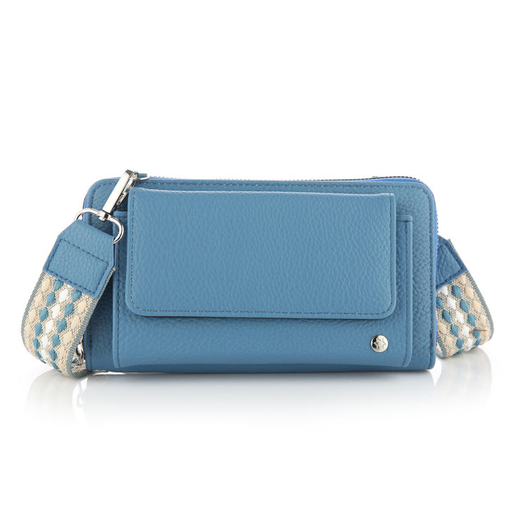 Afbeeldingen van Compacte tas met een luxe geweven band - Blauw