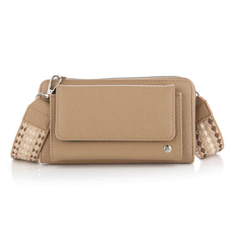 Afbeeldingen van Compacte tas met een luxe geweven band - Khaki
