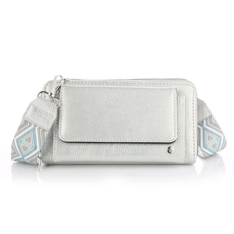 Afbeeldingen van Compacte tas met een luxe geweven band - SILVER