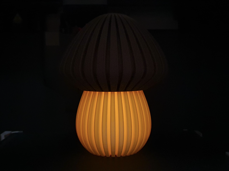 Afbeeldingen van 3D-geprinte Paddenstoel – Sfeervolle Theelichthouder & Decoratie-LARGE-Dark Brown en Latte Brown-Geribbeld deksel