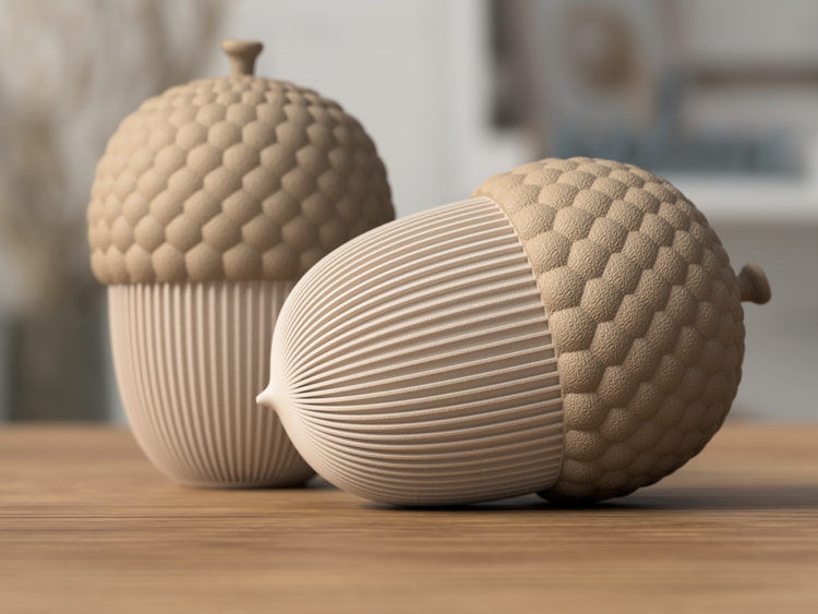 Afbeeldingen van 3D-geprint Eikelpotje – Decoratief & Functioneel | By-Mi | staand | Latte Brown