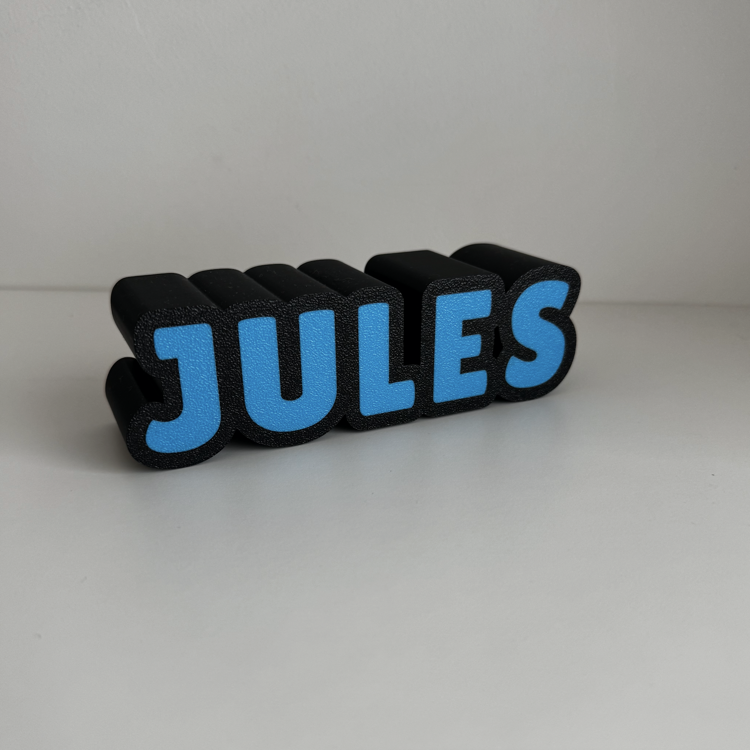 Afbeeldingen van Gepersonaliseerde 3D-geprinte naam / woorddecoratie – Zwart en Cyaan blauw | Duurzaam PLA