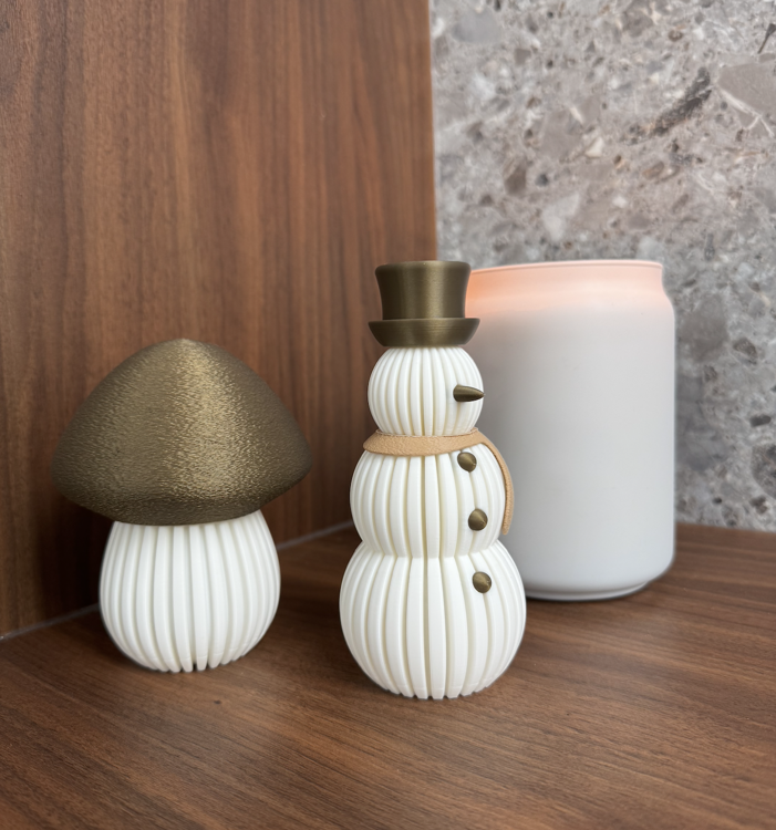 Afbeeldingen van Moderne minimalistische sneeuwman – kerstdecoratie met LED-theelicht optie- Roze en Bronze accenten