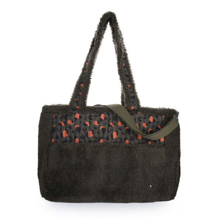 Afbeeldingen van Luxe Teddy Shopper – ARMY GREEN Zachte Schoudertas | Comfort & Stijlvolle Handtas