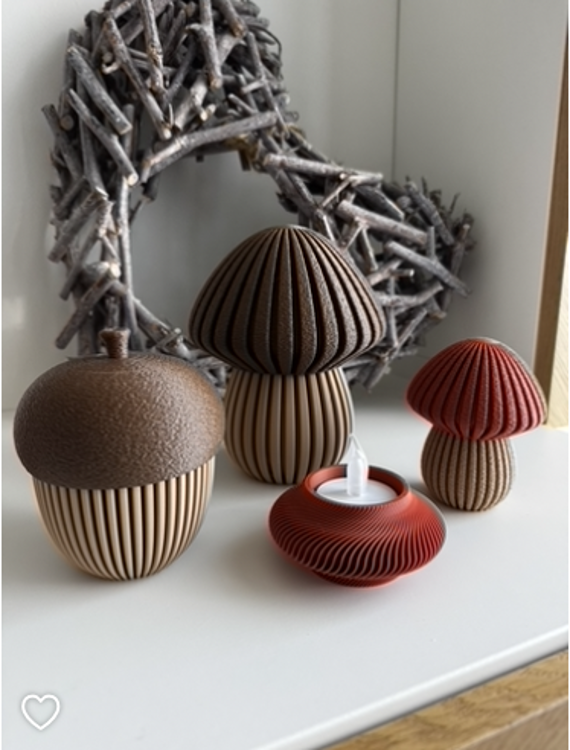 Afbeeldingen van 3D-geprint Eikelpotje – Decoratief & Functioneel- KLEIN-Latte Brown en Dark Brown