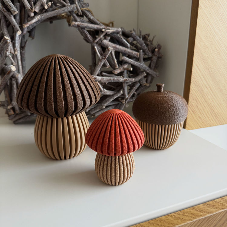 Afbeeldingen van 3D-geprint Eikelpotje – Decoratief & Functioneel- KLEIN-Latte Brown en Dark Brown