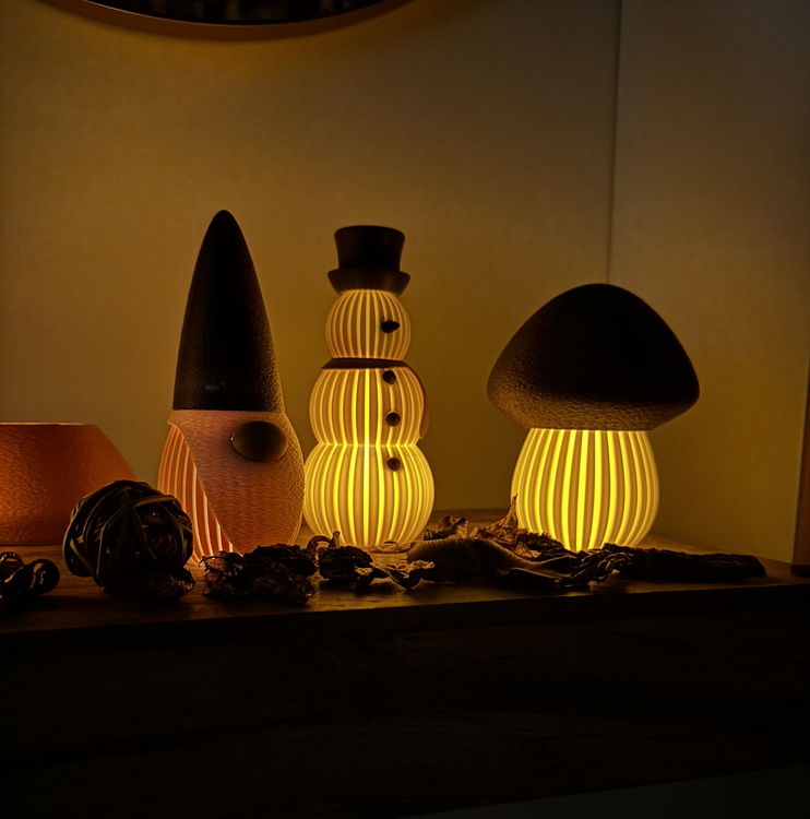 Afbeeldingen van Moderne minimalistische sneeuwman – kerstdecoratie met LED-theelicht optie - Silk Roze accenten