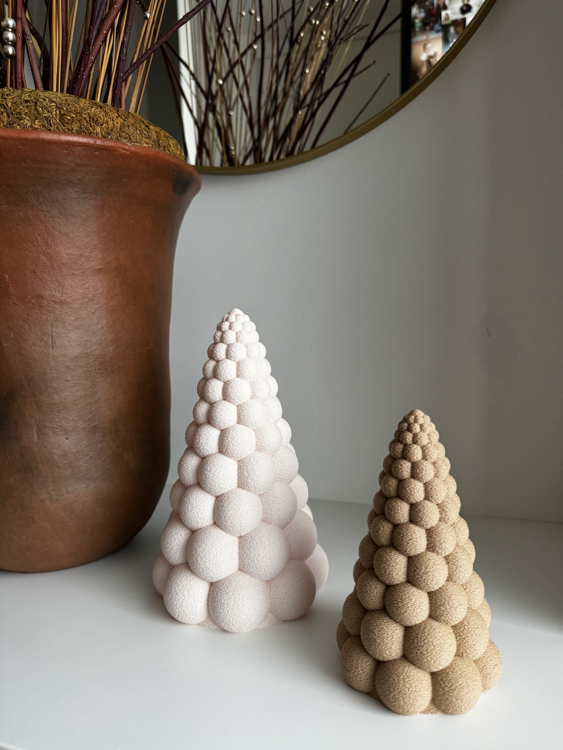 Afbeeldingen van Moderne kerstboom met bubbeltjes- 21cm-Beige