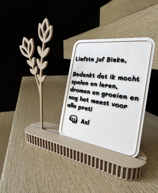 Afbeeldingen van Foto- & Kaarthouder met bloem – Perfect Cadeau - Latte Brown-Jade Wit