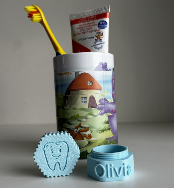 Afbeeldingen van Tandendoosje – Personaliseerbaar met Naam | Duurzaam PLA | Lokaal Gemaakt in Mol