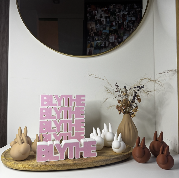 Afbeeldingen van Gepersonaliseerde 3D-geprinte naam / woorddecoratie – Zwart en Roze | Duurzaam